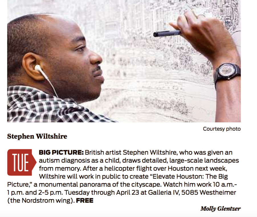 Stephen Wiltshire Project, Houston, Houston Chronicle